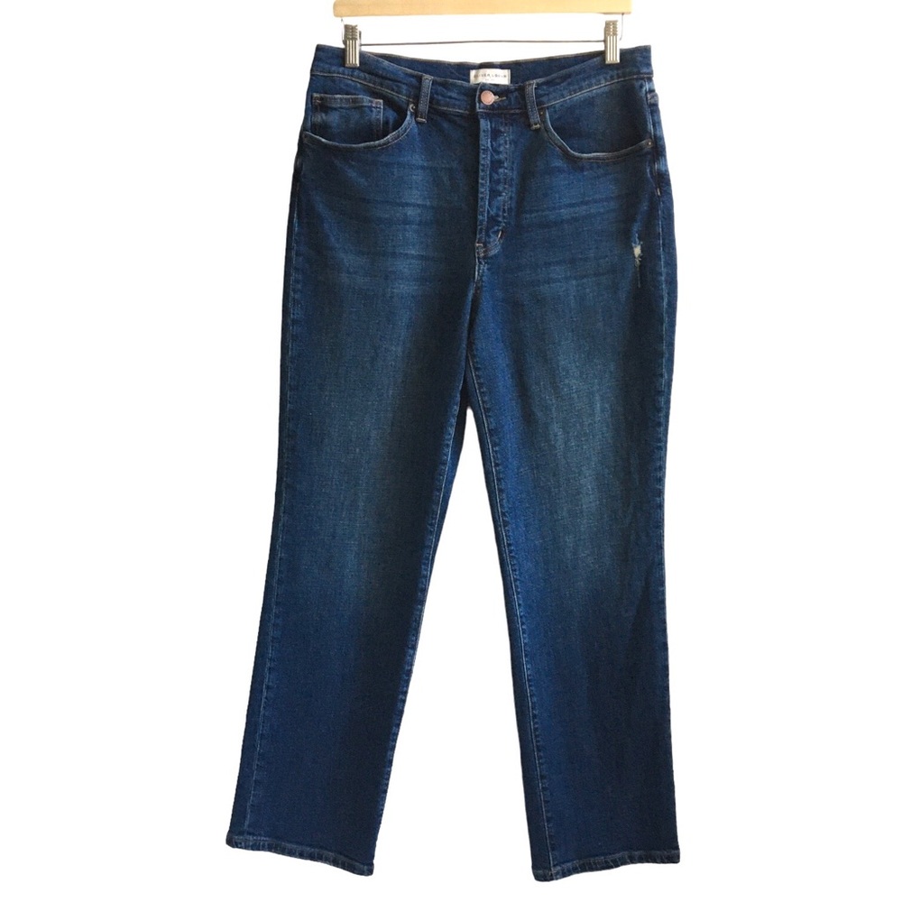 Oliver Logan Mulberry High Rise Straight Leg Distressed Blue Denim Jeans Size 31